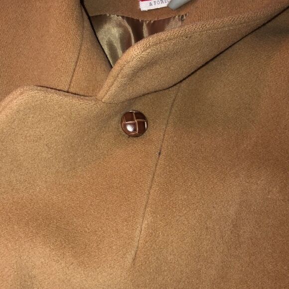 FORRANI 16 Camel Light Brown Double Breasted Slouchy Wool Pea Coat - Picture 15 of 16